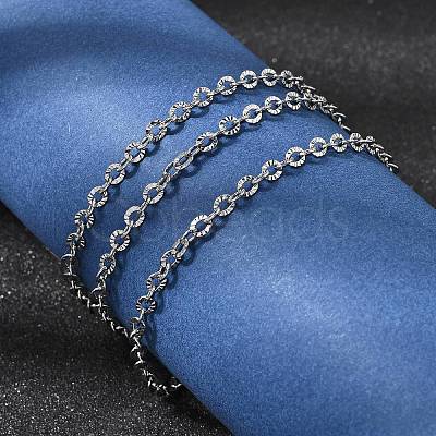 12Pcs 2.8MM 304 Stainless Steel Textured Cable Chain Necklaces for Men Women NJEW-H093-18P-03-1