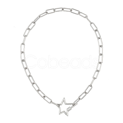 304 Stainless Steel Paperclip Chain Necklaces NJEW-JN06369-01-1