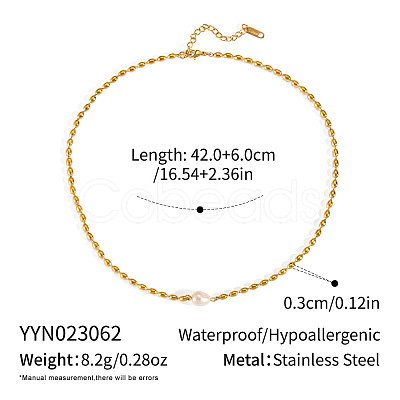 French Natural Freshwater Pearl Potato Stainless Steel Rice Beaded Necklaces for Women LS-KT1786-1
