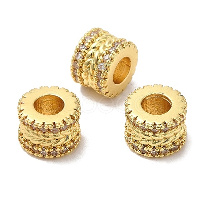 Rack Plating Brass Cubic Zirconia European Beads KK-R147-03G-1