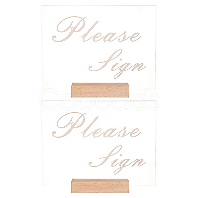 Olycraft 4Pcs 2 Styles Rectangle Beechwood Name Card Holder ODIS-OC0001-39-1