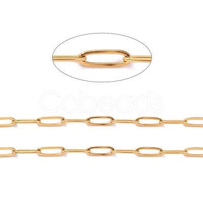 Ion Plating(IP) 304 Stainless Steel Paperclip Chains CHS-O010-03G-1