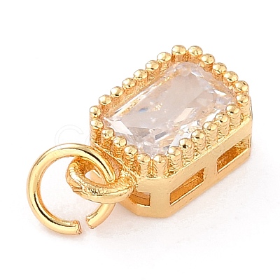 Real 18K Gold Plated Brass Inlaid Cubic Zirconia Charms X-ZIRC-L100-075G-03-1