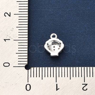 925 Sterling Silver Micro Pave Clear Cubic Zirconia Shell Shaped Charms STER-U009-09S-01-1
