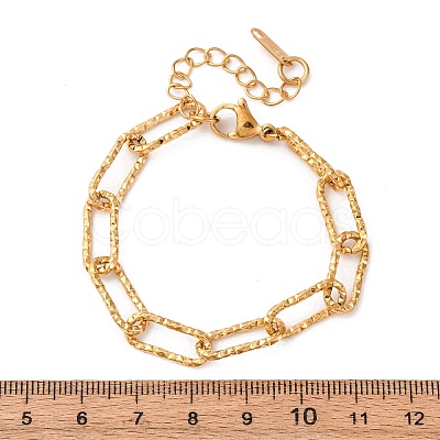 304 Stainless Steel Paperclip Chain Bracelets for Women Men LS-BJEW-A048-01G-1