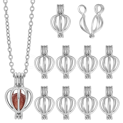 50Pcs Alloy Bead Cage Pendants FIND-DR0002-24B-1