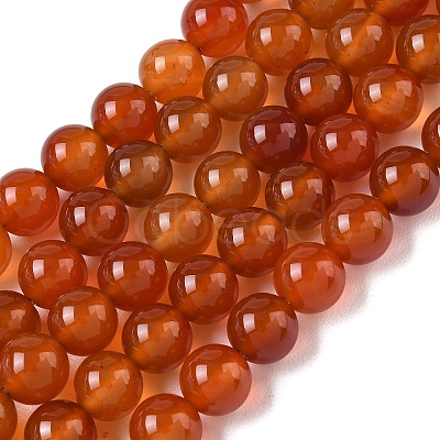 Round Natural Red Agate Bead Strands G-M257-10mm-26-1