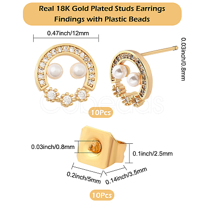 10Pcs Brass Stud Earring Findings KK-BBC0020-91-1