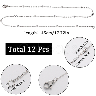 SUNNYCLUE 12Pcs 304 Stainless Steel Satellite Chain Necklaces Set NJEW-SC0001-14B-1