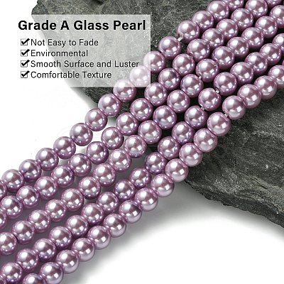 Eco-Friendly Dyed Glass Pearl Beads Strands HY-A008-6mm-RB056-1