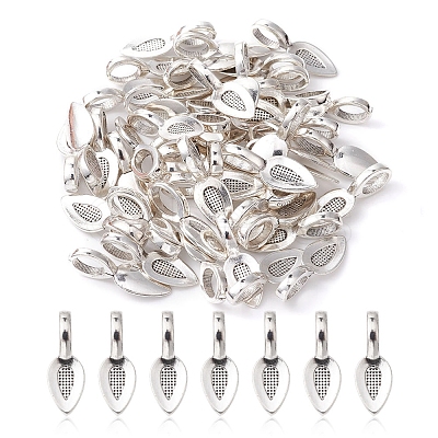 Tibetan Style Alloy Glue-on Flat Pad Bails for Pendants Making TIBEP-YW0001-50-1