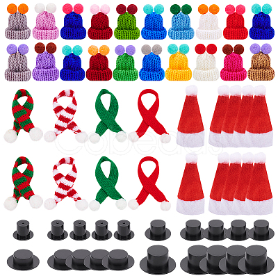 Christmas Theme Plastic Doll Hat & Cloth Scarf Sets DIY-NB0012-65-1