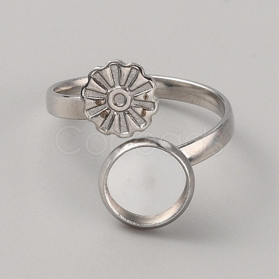 304 Stainless Steel Cuff Pad Ring Settings LS-STAS-WH0027-46A-1