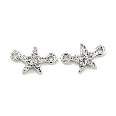 Brass Micro Pave Clear Cubic Zirconia Connector Charms KK-Q820-42P-1