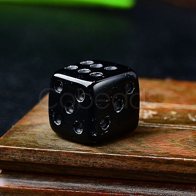 Natural Obsidian Carved Dice Figurines Statues for Home Office Desktop Decoration PW-WG06413-13-1
