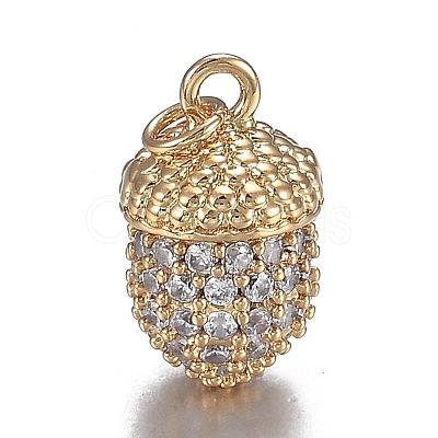 Autumn Theme Brass Micro Clear Cubic Zirconia Pendants ZIRC-F120-081G-1
