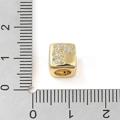 Brass Micro Pave Clear Cubic Zirconia European Beads KK-K368-01G-06-1