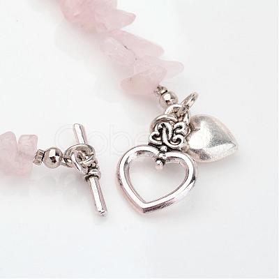 Chip Natural Rose Quartz Beaded Bracelets BJEW-JB02322-01-1