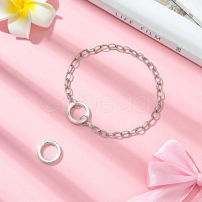 2Pcs 925 Sterling Silver Spring Gate Rings STER-SC0001-53-1
