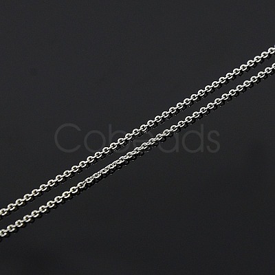 Anti-Tarnish Trendy Unisex Rhodium Plated 925 Sterling Silver Cable Chains Necklaces STER-M034-A-07-1
