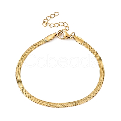 304 Stainless Steel Herringbone Chains Bracelet for Men Women BJEW-D450-01G-01-1