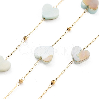 Handmade Heart Natural Shell Beaded Chains CHS-P019-05G-1