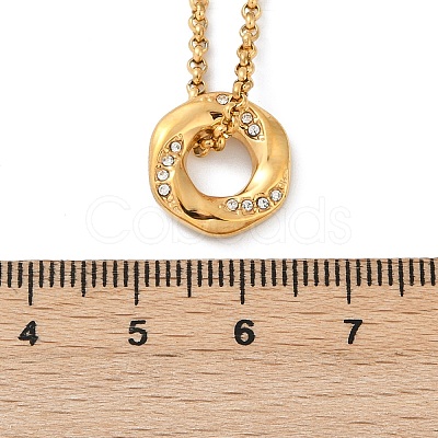 304 Stainless Steel Crystal Rhinestone Hexagon Pendant Necklaces for Women NJEW-F339-04G-1