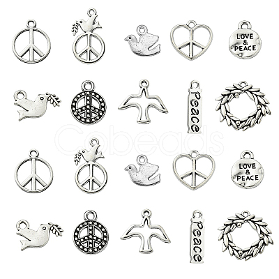 100Pcs 10 Styles Tibetan Style Alloy Pendants TIBEP-CJ0002-80-1