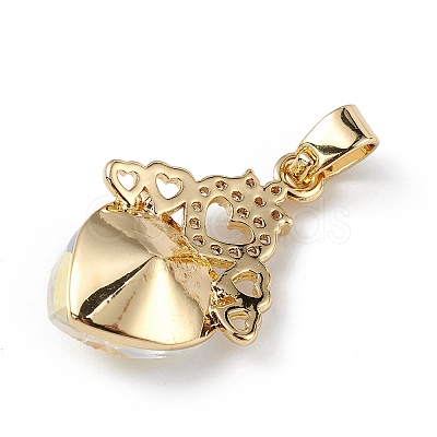Real 18K Gold Plated Rack Plating Brass Micro Pave Clear Cubic Zirconia Pendants KK-C015-30G-08-1