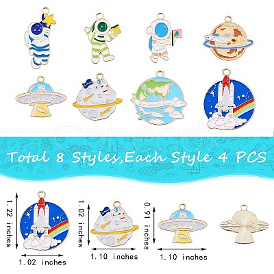 32Pcs 8 Style Alloy Enamel Pendants ENAM-SZ0002-96-1