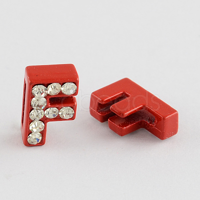 Mixed Color Zinc Alloy Grade A Rhinestone Letter Slide Charms ALRI-S130-F-1