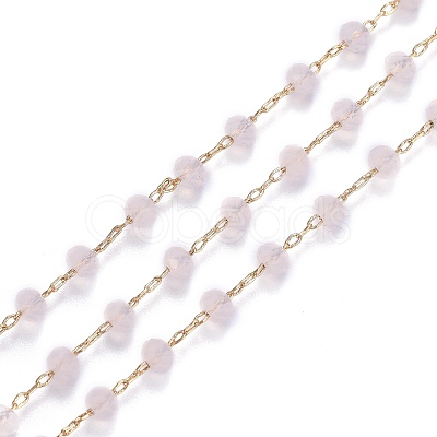 Brass Handmade Faceted Glass Beaded Chains CHC-F012-03A-1