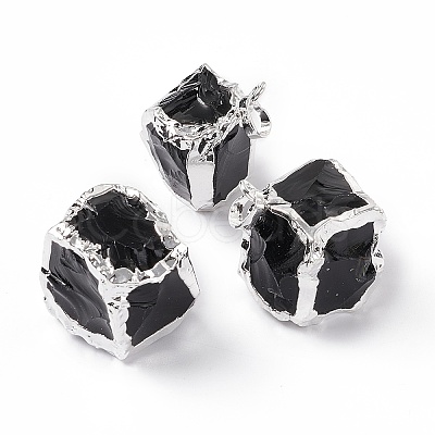 Natural Obsidian Pendants G-G978-01-1
