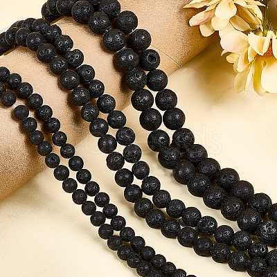 5 Strands Natural Lava Rock Round Beads Strands G-LT0001-02A-02-1