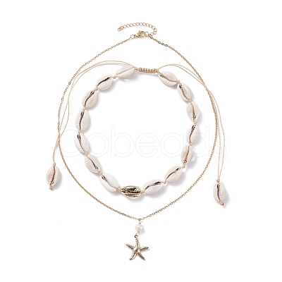 Starfish Pendant Neckelaces for Girl Women NJEW-JN03744-1