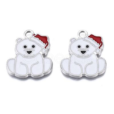 Bear Alloy Enamel Pendants X-ENAM-R041-33-1