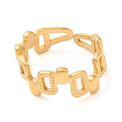 304 Stainless Steel Hollow Open Cuff Rings for Women STAS-D085-35G-1