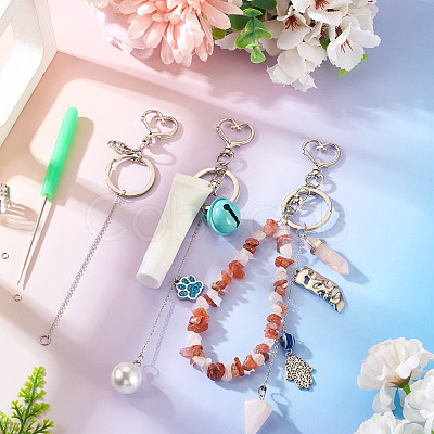 Alloy Heart Lipstick Keychains Making Kits DIY-TA0014-02-1