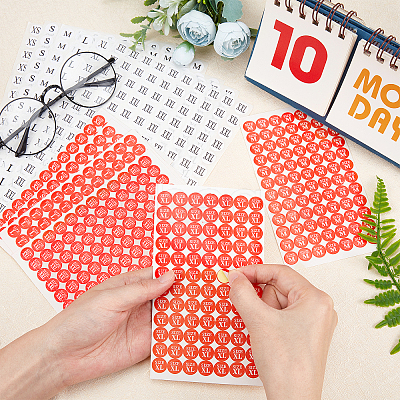 60 Sheets 12 Styles Clothing Size Round Sticker Labels DIY-CA0001-84-1