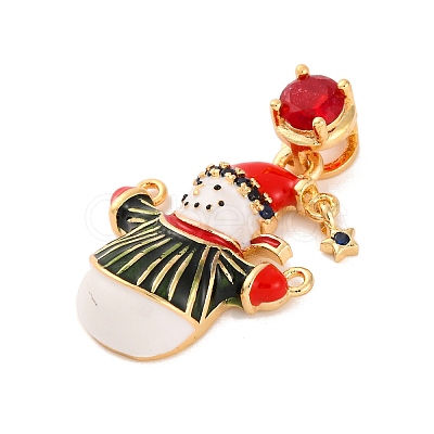 Christmas Theme Brass Micro Pave Cubic Zirconia Pendants KK-C076-27G-04-1