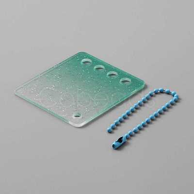 Gradient Glitter Plastic Loose Leaf DIY Disc Keychain ZXFQ-WH0001-03A-1