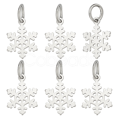 6Pcs 925 Sterling Silver Snowflake Charms PALLOY-PH01786-1