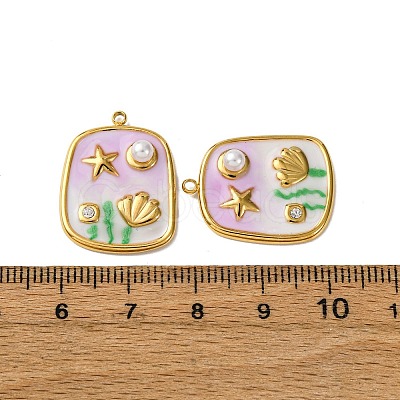304 Stainless Steel Enamel Pendants X1-STAS-L299-18G-03-1