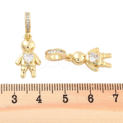 Brass Pave Clear Cubic Zirconia European Dangle Charms KK-U009-08A-G-1