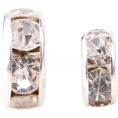 Silver Plated Brass Middle East Rhinestone Spacer Beads RB-PH0001-07S-NF-1
