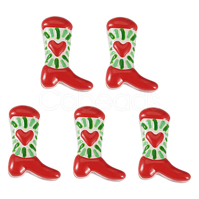 5Pcs Boot Baking Paint Glass Enamel Beads LAMP-TADJ0001-08C-1