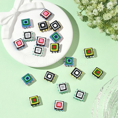 10Pcs 5 Colors Painted Glass Beads Enamel Beads LAMP-YW0001-95-1