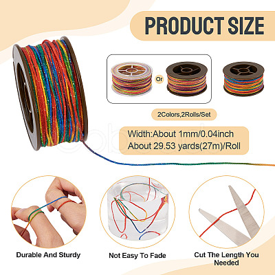 2 Rolls 2 Colors Segment Dyed Round Polyester Twisted Cords OCOR-TA0003-59E-1