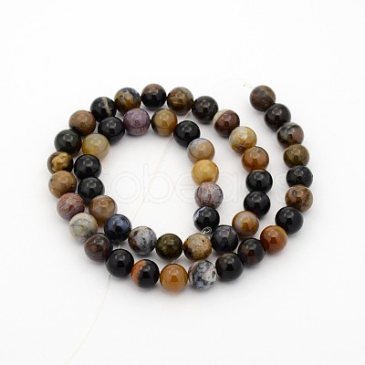 Natural Petrified Wood Round Bead Strands G-P070-69-4mm-1