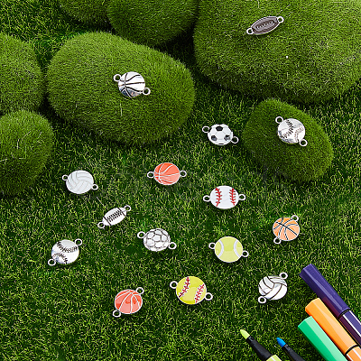 52Pcs 13 Styles Alloy Enamel Connector Charms ENAM-DC0002-03-1